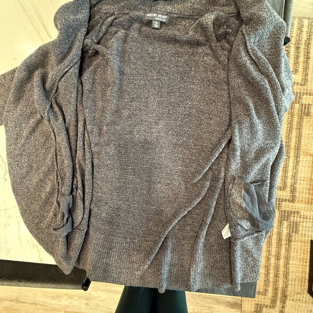 Barefoot Dreams Cozychic Lite Charcoal Open Front Cardigan - Picture 6 of 9